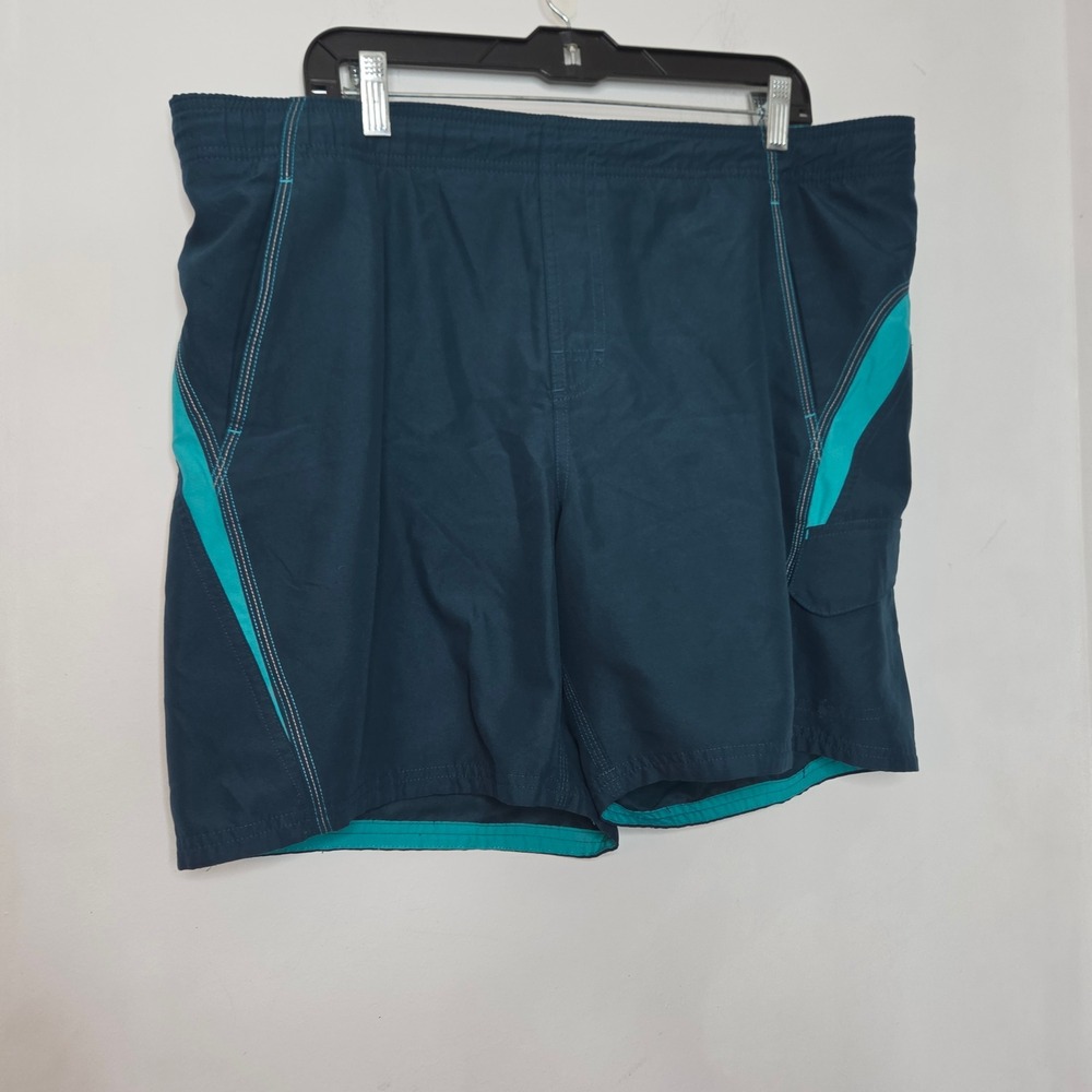 Nike Mens Swim Trunks Teal Blue Turquoise Cargo Pocket Board Shorts Large